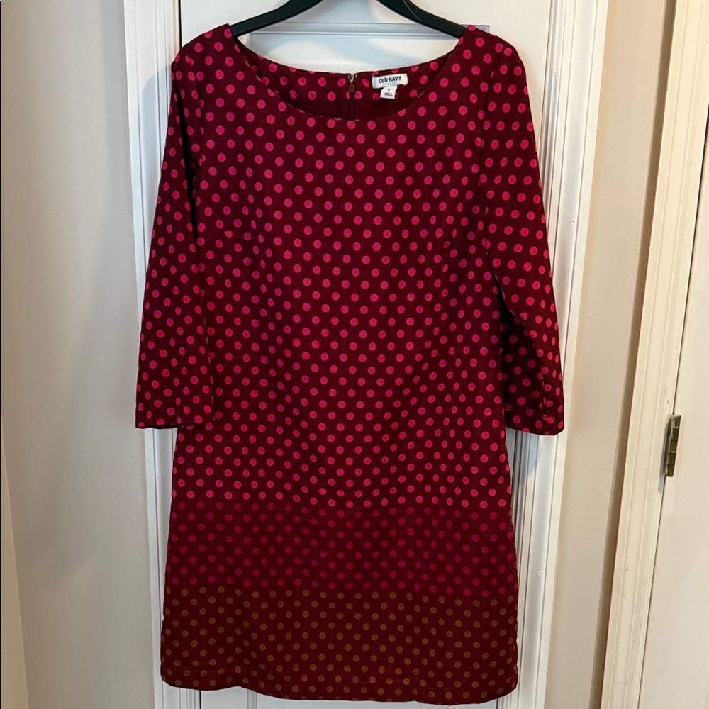 Old Navy Women's Red Polka Dot Long Sleeve Dress